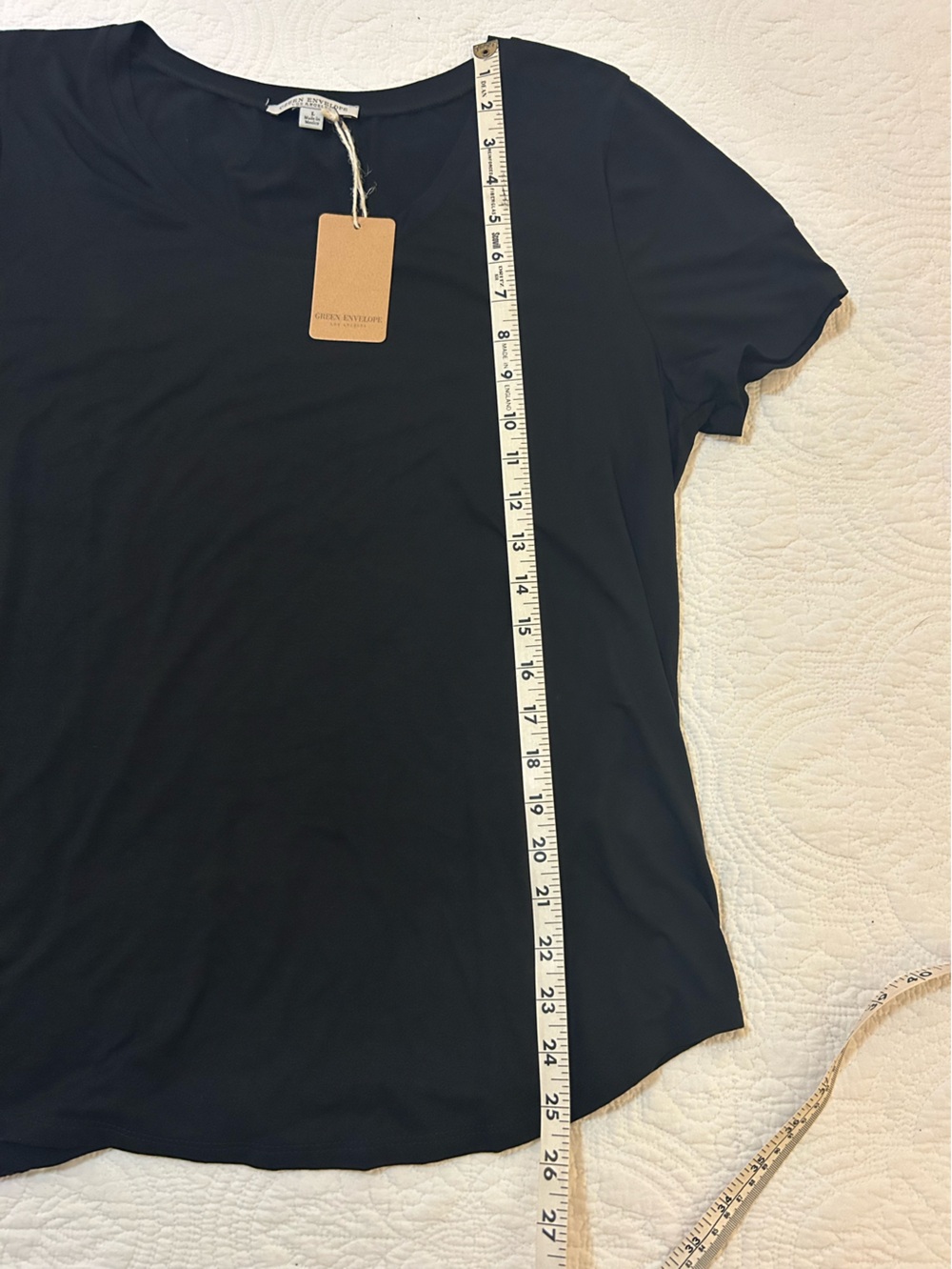 Green Envelope Black Short Sleeve Scoop Neck Tee - Picture 2 of 6